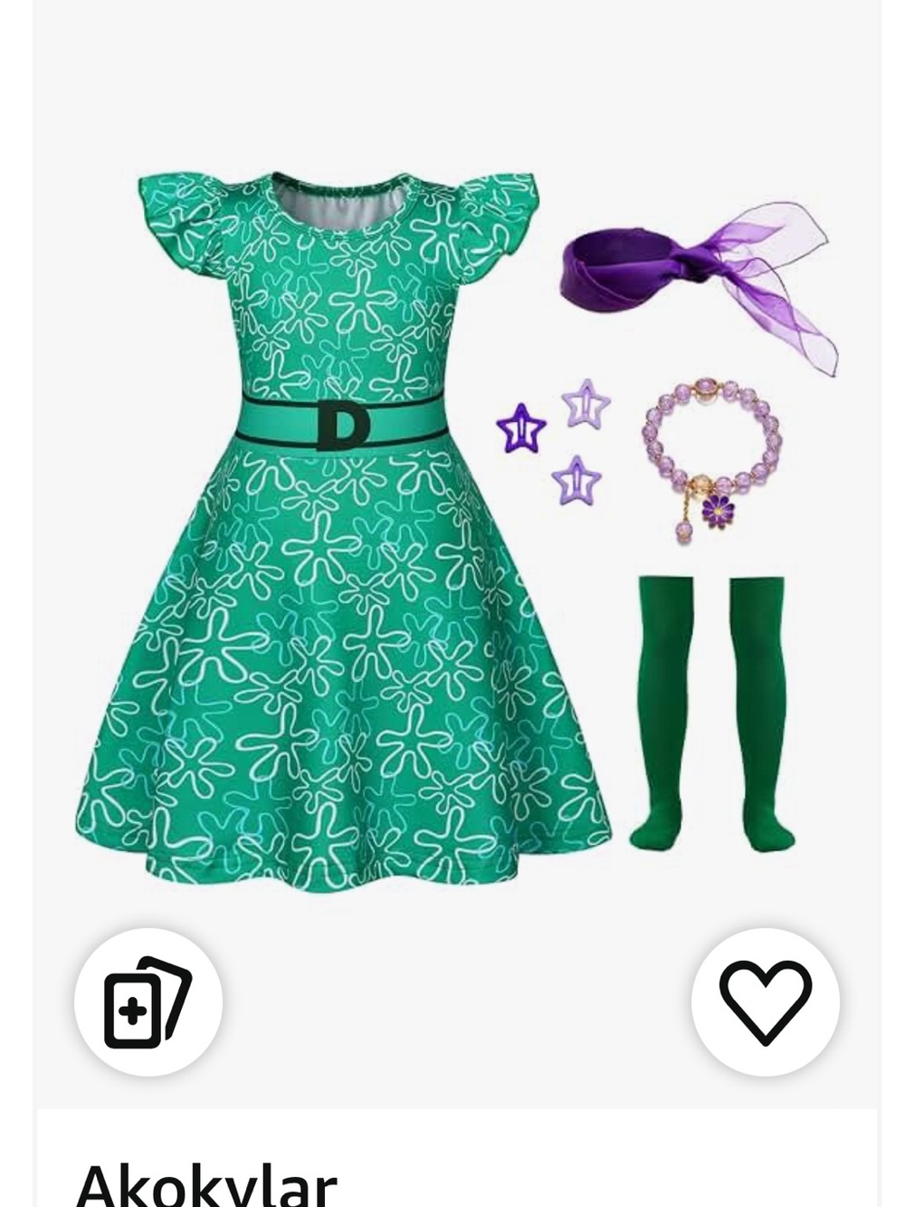 Disgust Dress Costume with Purple Accessories